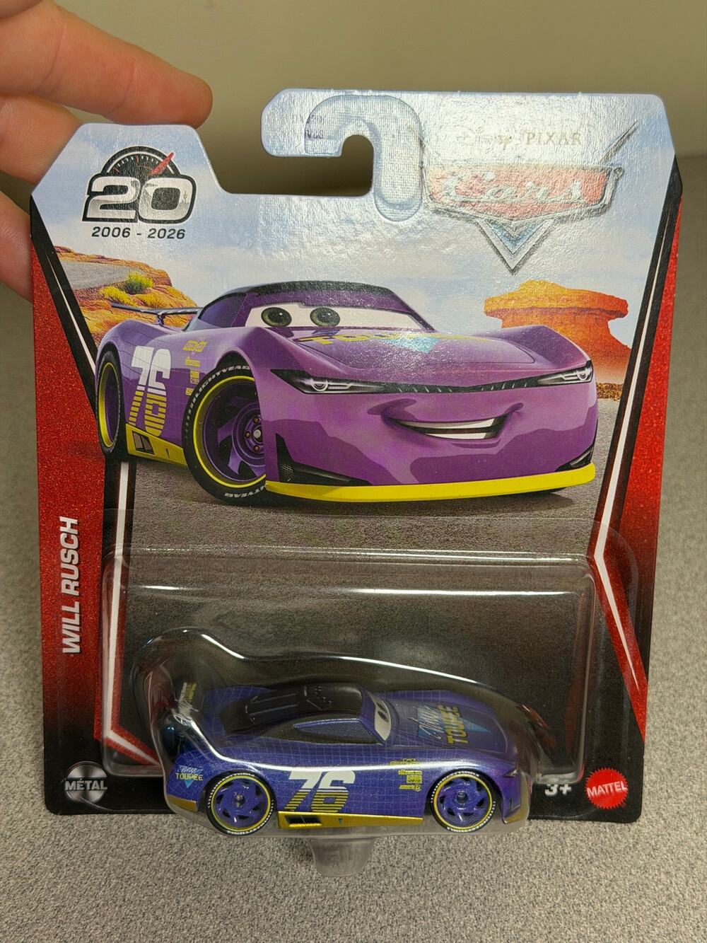 Disney Pixar Cars Will Rusch Vinyl Toupee 20th Anniversary Diecast